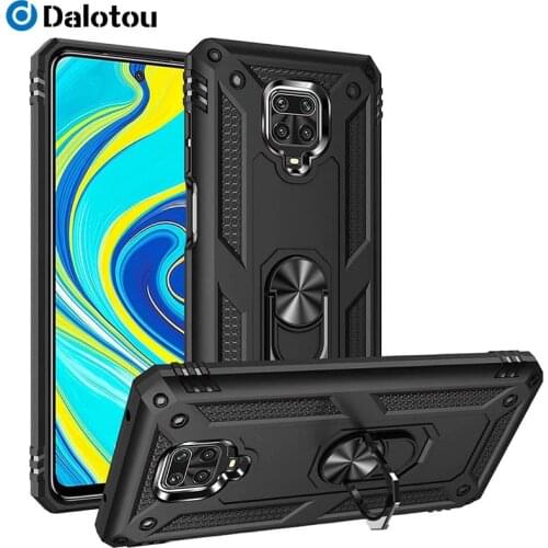 Armor Phone Case For Xiao Redmi 9A 9C Note 9 Pro Max 9S 8 8T 7 For Mi 11 10 10T Lite Poco X3 NFC Magnetic Metal Stand Ring Cover