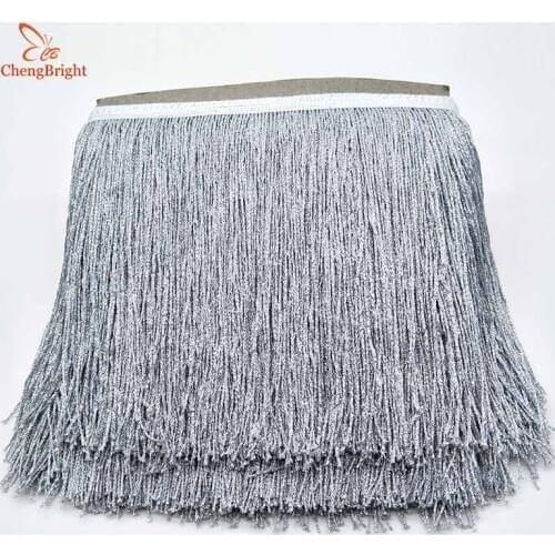 CHENGBRIGHT 5 Yard 20cm Wide Sparkling Fringe Trim Tassel Fringe Trimming Latin Dress Stage Clothes Accessories Lace Ribbon