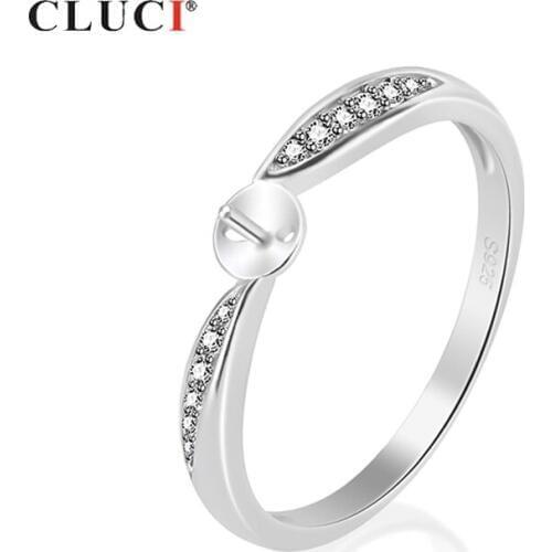 CLUCI Beautiful 925 Sterling Silver Jewelry Round Ring Female Design Zircon Finger Rings Silver 925 Rings Jewelry SR1074SB
