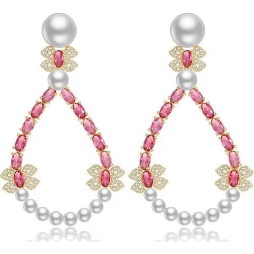 EYER Super Shiny Crystal fashion CopperBig earrings micro paved coloful cz drop dangle big fancy women Oval jewelry Accessories