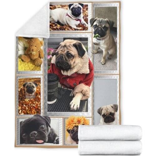 Cute pug fleece blanket dog frame style Printed Wearable Blanket Adults/kids Fleece Blanket Sherpa Blanket