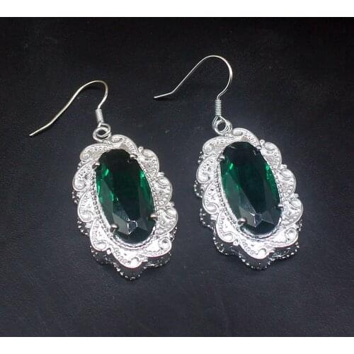 Gemstonefactory Big Promotion Unique 925 Silver Rare Stylish Green Topaz Women Jewelry Gifts Dangle Drop Earrings 20213785