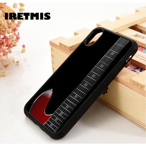 Iretmis 5 5S SE 6 6S Soft TPU Silicone phone case cover for iPhone 7 8 plus X Xs 11 Pro Max XR Red Guitar Black Music