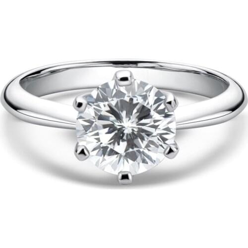 Classic 100% 925 Sterling Silver Real 2 Carats D Color Moissanite Wedding Rings For Women Sparkling Engagement Fine Jewelry Gift