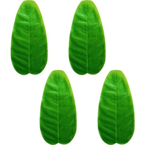 Artificial Plant Leaves Table Mat Simulation Tropical Palm Pad Banana Runner 4pcs/set Hawaii 4pcs Sheet Leaf Shape Tablecloth