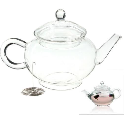 Beautiful 250ml/8.5oz Durable Borosilicate Glass Teapot with Infuser Heat Resistant Bottle Cup for Blooming Tea Herbal Coffee