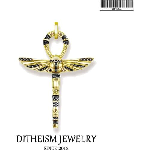 Pendant Cross of Life Ankh with Scarab Golden 2021 New Vintage Jewelry 925 Sterling Silver Protective Amulet For Woman & Men