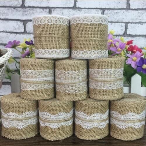 12Meters Natural Hemp Jute Hessian Burlap Ribbons Linen Strip For DIY Wedding Party Chair Bands Christmas Decorations Craft Lace