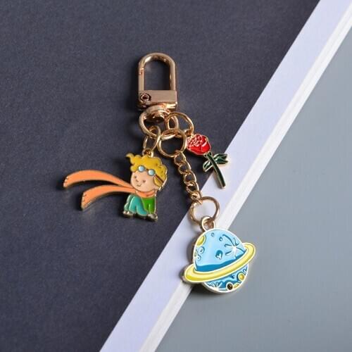 Koteta Le Petit The little Prince Metal Keychain Cartoon Model Cute Pendant Key Chain for Girls' Gift Women Bags Acccessories