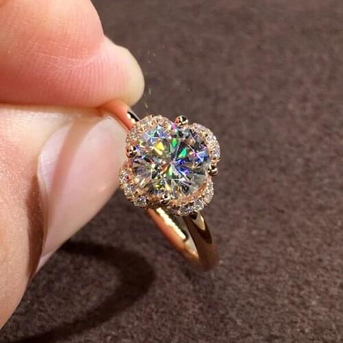 Trendy Female Crystal Flower Thin Ring Rose Gold Silver Color Wedding Rings For Women Dainty White Round Zircon Engagement Ring