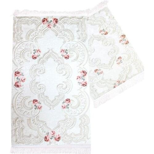 Rose Line Rectangle Bathroom Mat Set 2 Li Cream