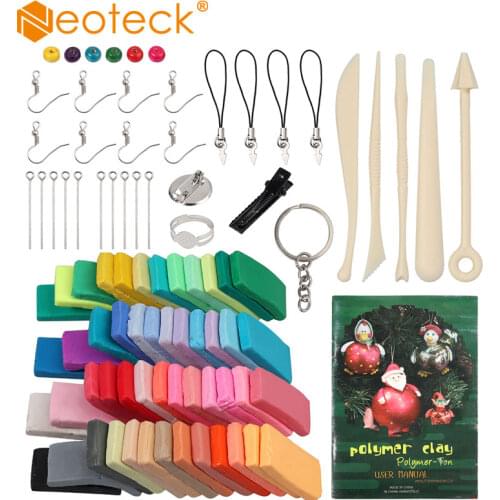 Neoteck 50 Colors Polymer Clay Fimo DIY Soft Clay Set Molding Craft Oven Bake Clay Blocks Montessori Early Education Toy For Kid
