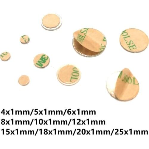 10PCS/LOT Neodymium magnet 4x1 5x1 6x1 8x1 10x1 12x1 mm Belt with 3M self - adhesive N35 NdFeB magnet Dia 4-25 thickness 1mm