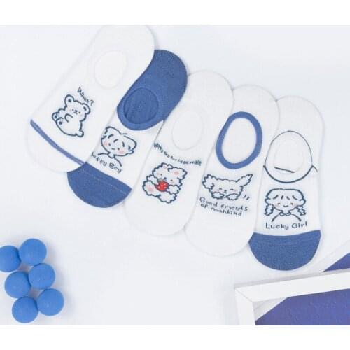 Japanese Korean Kawaii Cartoon Low Cut Woman Socks Cotton for Spring Summer Iviisible Silicone Funny Socks Women 5702
