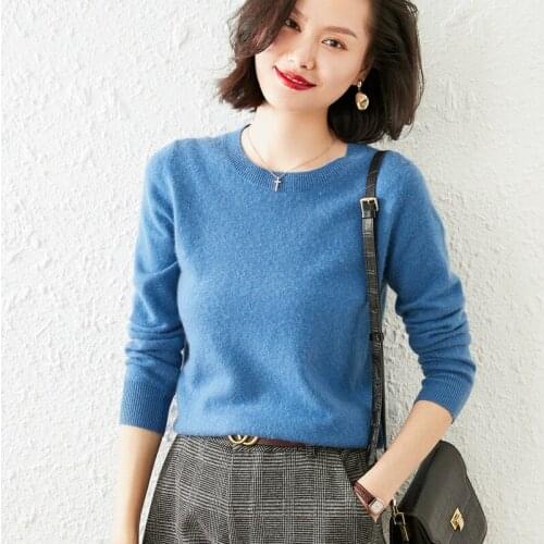 High Quality Winter New O-Neck Jumpers 100% Cashmere Knitted Sweaters Woman Female Long Sleeve Soft Warm Pullovers