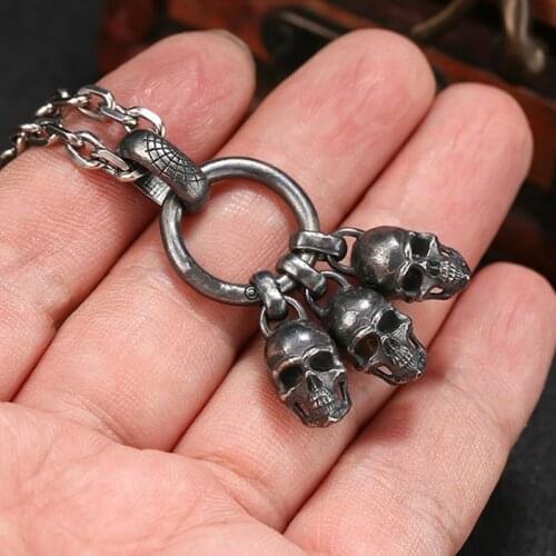 BOCAI New real s925 sterling silver pendant for men black skull Thai silver personality vintage solid 925 silver man pendant