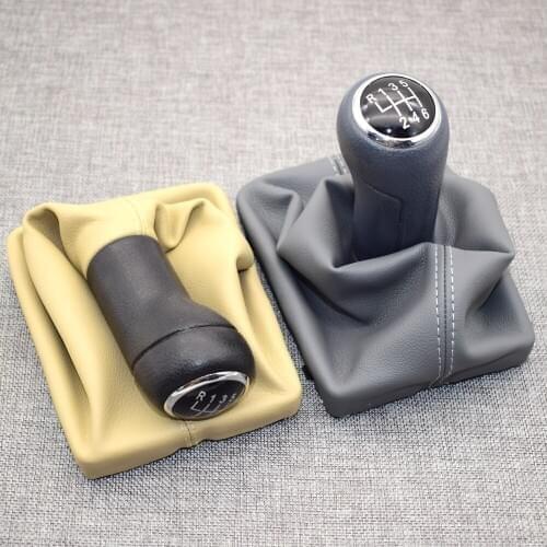 New Auto Car 6 Speed Gear Shift Knob Leather Dust Cover Gear Shift Lever Handle Handball with Dust Cover For Audi A6L