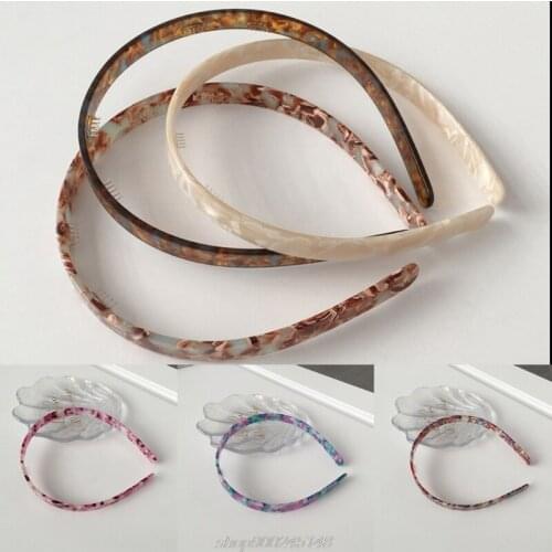 Women Cellulose Acetate Skinny Headband with Non-Slip Teeth Leopard Tortoise Shell Hair Hoop Simple Flexible M18 21 Dropship