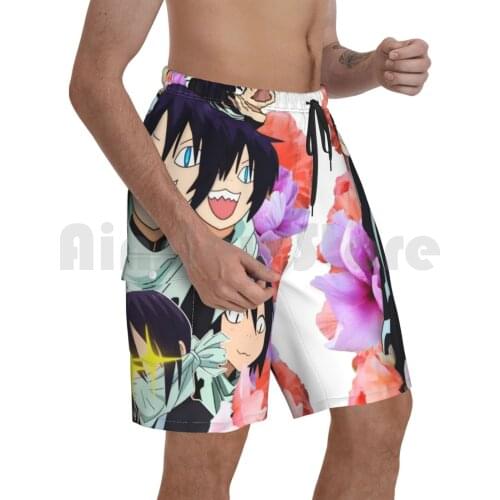Yato Aesthetic Beach Shorts Men Beach Pants Swimwear Anime Aesthetic Noragami Yato Tumblr Funny Flowers Pink Neko