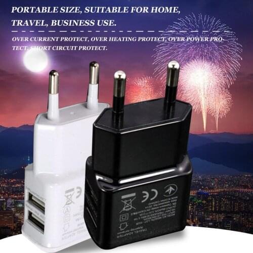 1A Portable Dual USB Power Adapter Mobile Phone Charger Electrical Socket Travel Smart Matching Charger Adapter For Smartphone