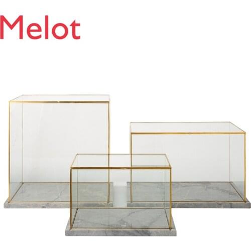Soft Design Transparent Glass Metal Display Box Jewelry Display Stand Store Exhibition Hall Decoration