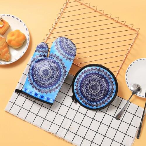 1 Piece Cute Non-slip Yellow Gray Cotton Fashion Nordic Kitchen Cooking microwave gloves baking BBQ potholders Oven mitts