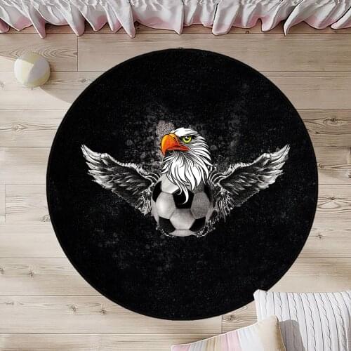 Siyah Yuvarlak Çocuk Odası Halısı beşiktaş kartal top hayvan beyaz