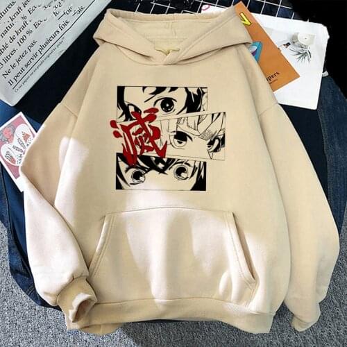 Kawaii Japanese Anime Demon Slayer Oversized Hoodies Men/Women Harajuku Cartoon Kimetsu No Yaiba Hoody Korean Style Sweatshirts