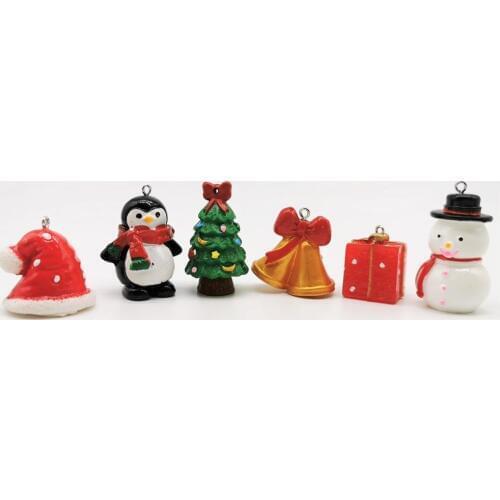 5pcs 3D Resin Slime Christmas Tree Decorations Hanging Pendant Keychain Earrings Snowman Christmas Ornaments