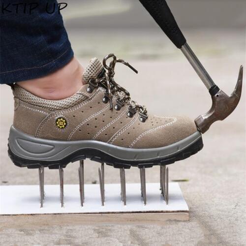 Cow Leather Safety Shoes Steel Toe Mens Breathable Work Shoes Construction Protective Footwear Indestructible Shoes Men Shoes