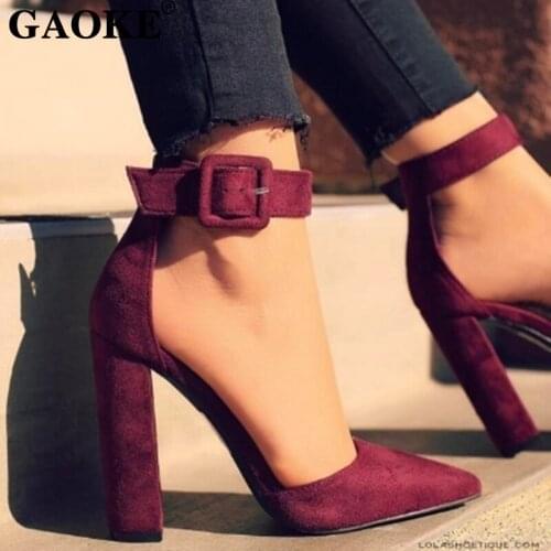 2020 Woman Shoes Ankle Strap Platform Sandals Woman High Heel Pointed Toe Shoes Woman Black Heel Pumps Summer Lady Footwear