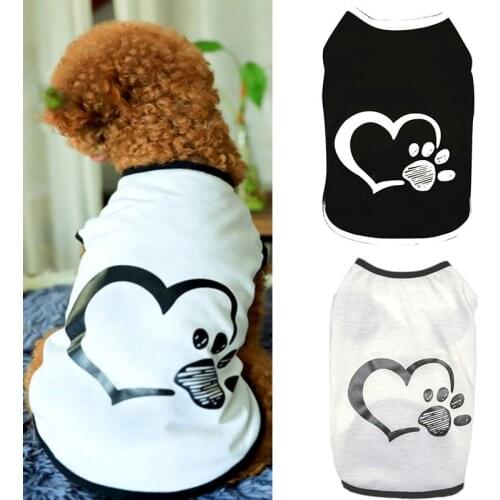 Pet Vest Supplies Pet Love Heart Vest Love Dog Foot Vest T-shirt Casual Dog Puppy Vest Summer Pet Vest White Black Tops Tees