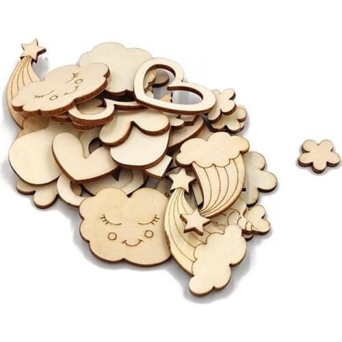 10pcs Unfinished Wooden Ornaments Mixed Cute Carton Wooden Embellishments Crafts for DIY Art