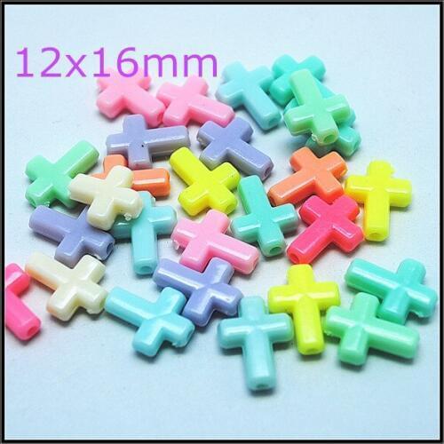 200pcs acrylic beads charms beads accessories mix colors fashion jewelry diy beads jewelry components cross size 12x16mm