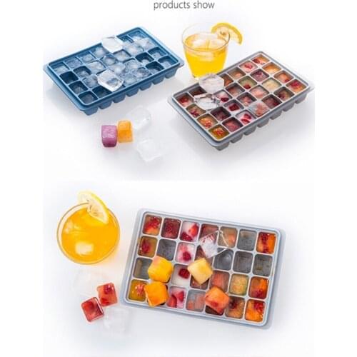 28-Grids Ice Cube Tray Freezer Mould Ice Cubes Silicone Mold with Spill-Proof Lids for Whiskey Cocktails