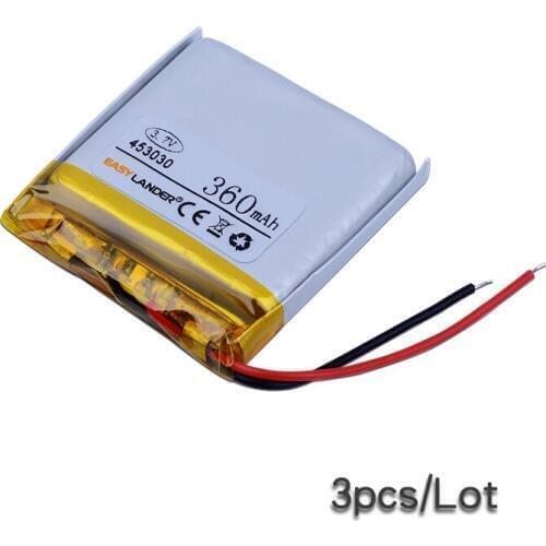 3pcs/Lot 3.7V 360mAh 453030 Rechargeable li Polymer Li-ion Battery For bluetooth Watch pen GPS PSP PDA MP3 MP4 MP5 speaker