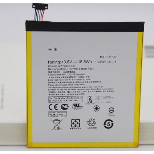 ISUNOO 10pcs/lot 4890mAh C11P1502 Phone Battery For ASUS ZenPad 10 Z300C Z300CL Z300CG Mobile Rechargeable Battery