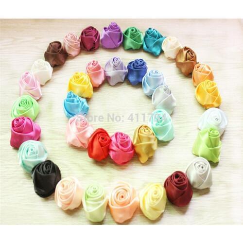2'' satin rosette,satin rose flower for DIY hair accessories headband 120PCS 36 colors
