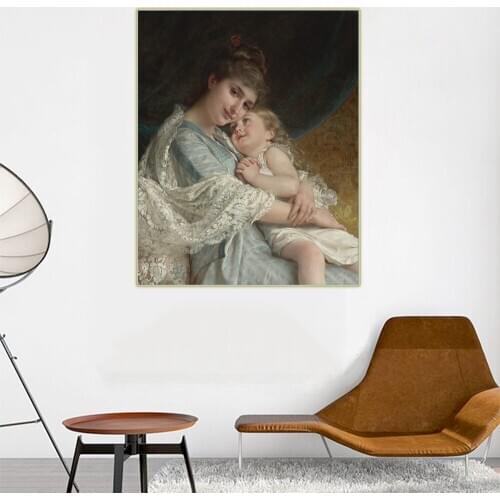 Citon Emile Munier《A tender embrace》Canvas Oil Painting Famous Artwork Poster Picture Modern Wall Decor Home interior Decoration