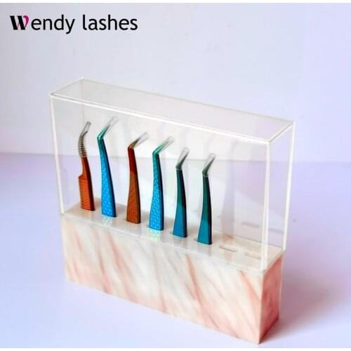 Acrylic Eyelash Extension Professional Tweezers Display Storage Holder 8pcs/6pcs Tweezer Stand Positions Eyelash Extension Tools