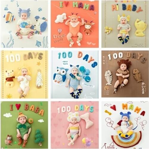 Dvotinst Newborn Photography Props Cute Outfits Bonnet Doll Animals Theme Set Fotografia Accessories Studio Shoot Photo Props