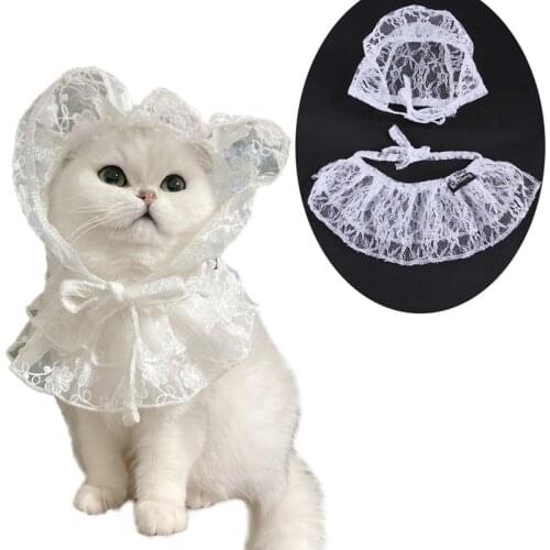 1set Pet Hat Breathable Neck Puppy Lace Skirt for Cat Supplies