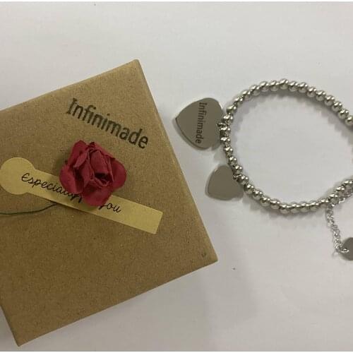 Infinimade Customized Engraving Chain Bracelet for Women Personalized Heart Name Bracelets & Bangles
