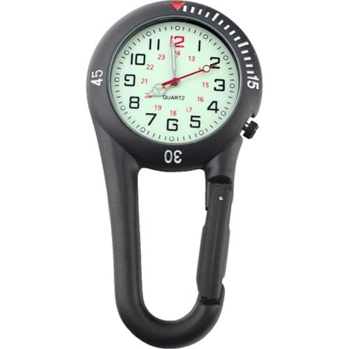 Carabiner Fluorescent Dial Safety Buckle Rock Luminous Face Watch for Doctors Nurses Paramedics Chefs Multi-function Hook