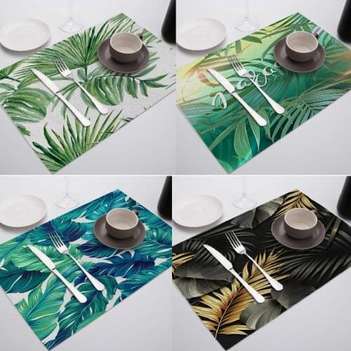 Coffee green leaves kitchen table pink kitchen accessories coffee table decor gold placemats for table Oilcloth on table Table