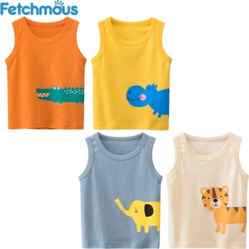 2Pcs Kids Vest Baby Boy T Shirt Sleeveless Summer Childrens Tops Breathable Cartoon Print Cotton Casual Toddler Boys Clothes