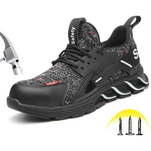 Men Steel Toe Work Shoes for Men Indestructible Sneakers Work Shoes Lightweight Breathable Puncture Proof Safety Shoes for Women