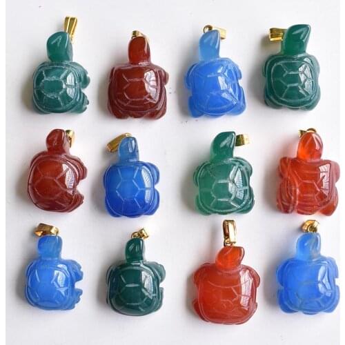 Wholesale 12pcs/lot fashion natural onyx carved Turtle Tortoise Charms pendant for Necklaces jewelry making free shipping