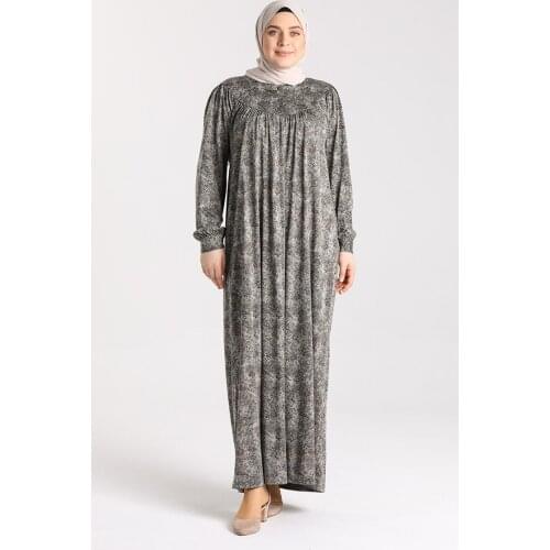 Minahill Large Size Print Dress 4781A-04 Petrol 4781A-04