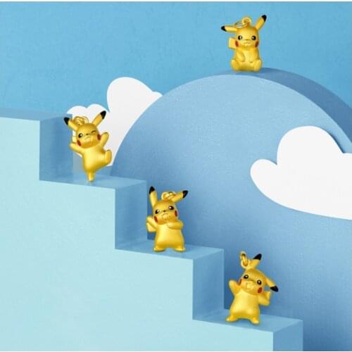 Pokemon Pikachu Necklace 2021 New Cartoon Anime Character Cute Style Unisex Solid Pendant Clavicle Chain Good Luck Jewelry Gift